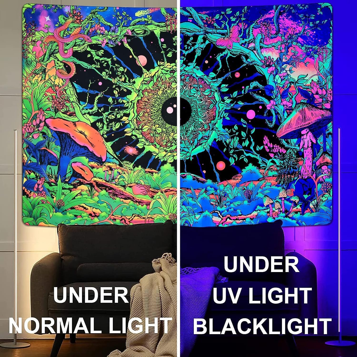 Optische Pilze | Offizielles GlowTapestry UV-Kunstdekor 