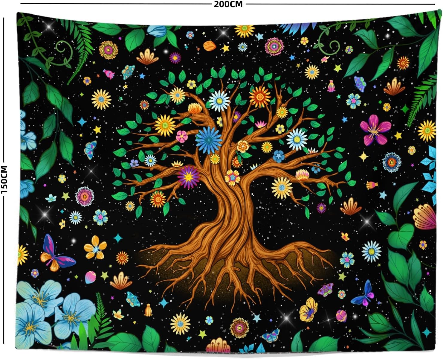 Baum mit bunten Blumen | Offizielles GlowTapestry UV-Kunstdekor 