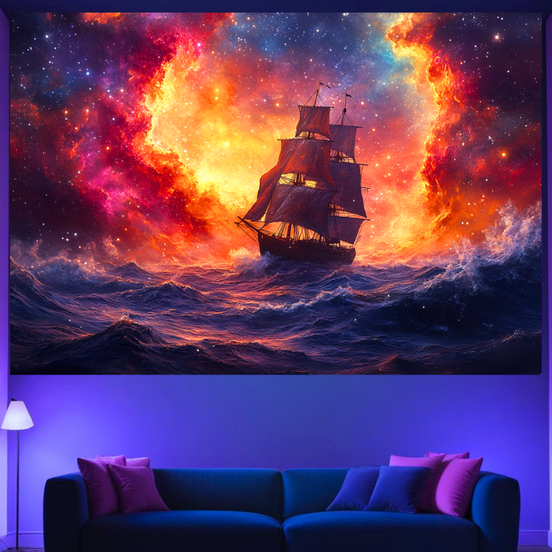 Galaktická plavba lodí | Oficiální GlowTapestry UV Art Decor 