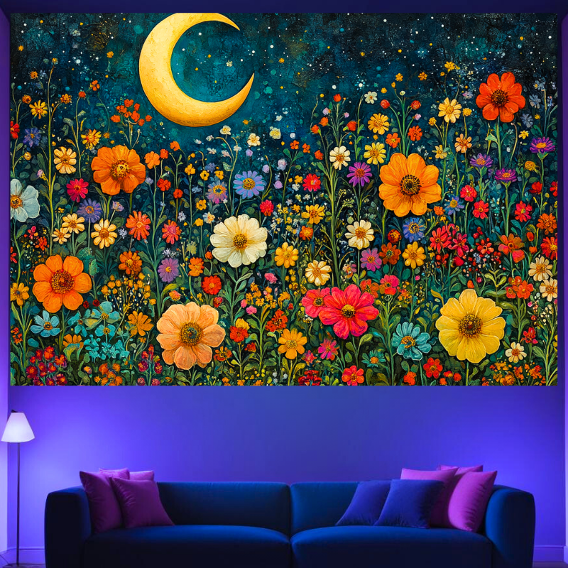 Mondbeschienene Wildblumen | Offizielles GlowTapestry UV-Kunstdekor 