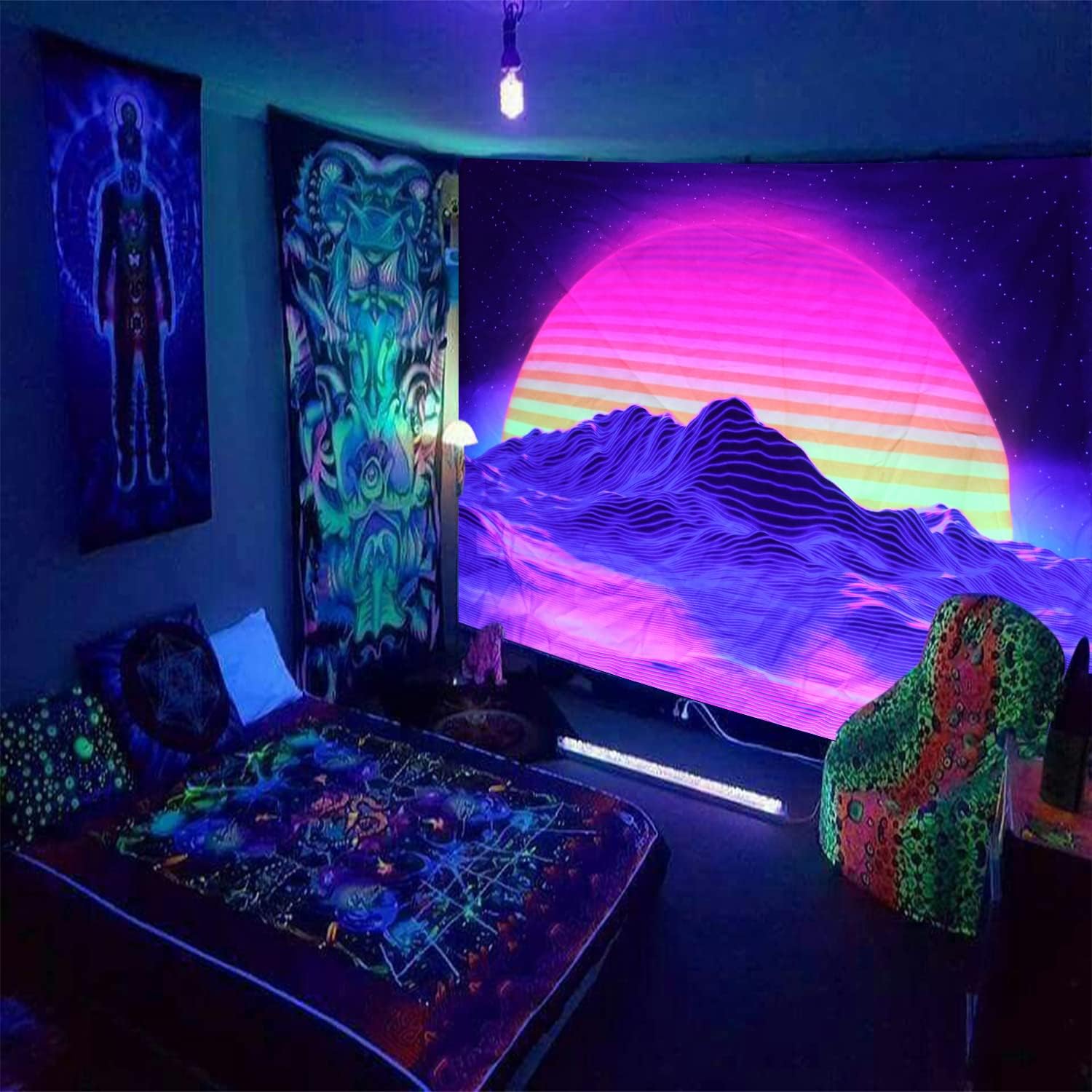 Sonnenaufgang am Berg | Offizielles GlowTapestry UV-Kunstdekor 