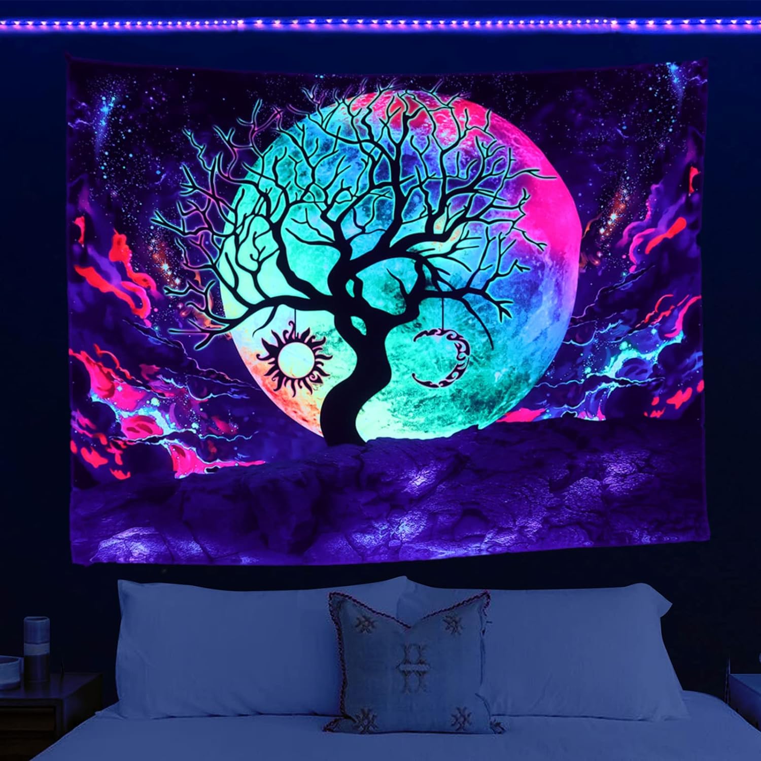 Mondbaum des Lebens | Offizielles GlowTapestry UV-Kunstdekor 