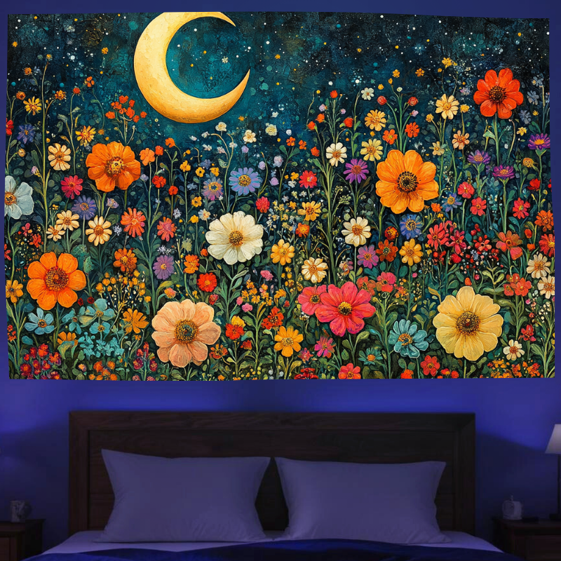 Mondbeschienene Wildblumen | Offizielles GlowTapestry UV-Kunstdekor 