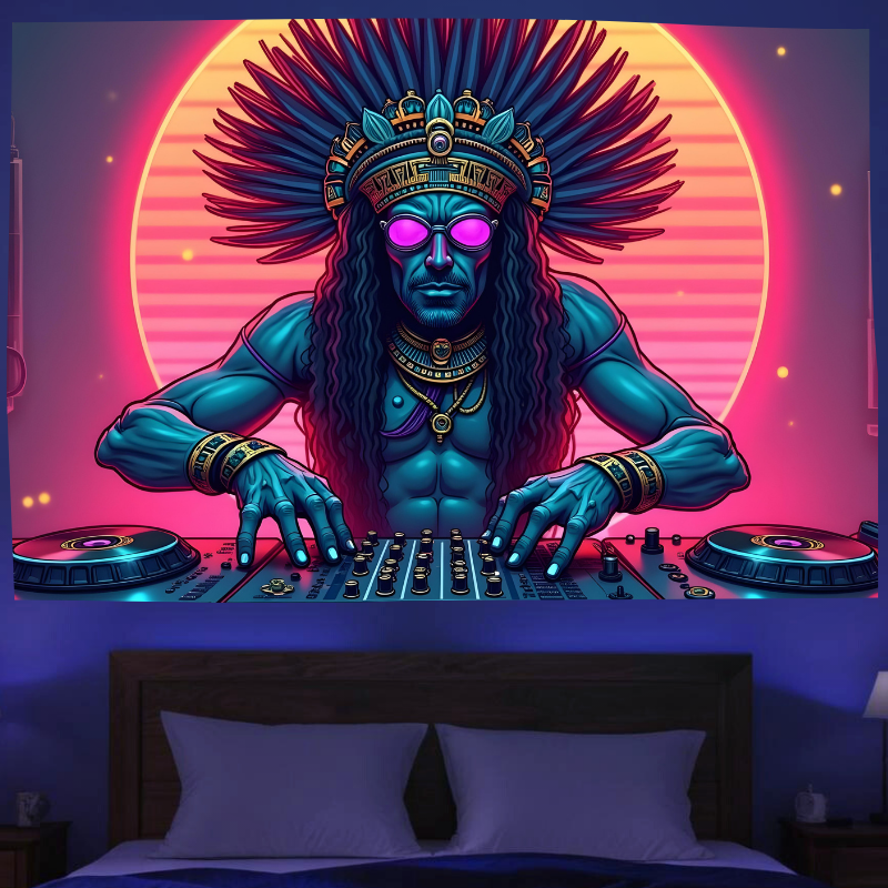 Aztec DJ Vibes | Oficiální GlowTapestry UV Art Decor