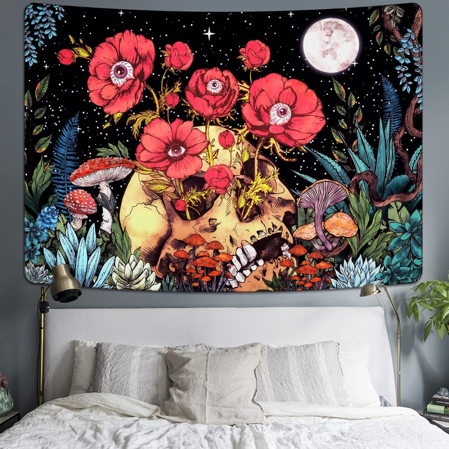 Totenkopf mit Blumenmuster | Offizielles GlowTapestry UV-Kunstdekor 