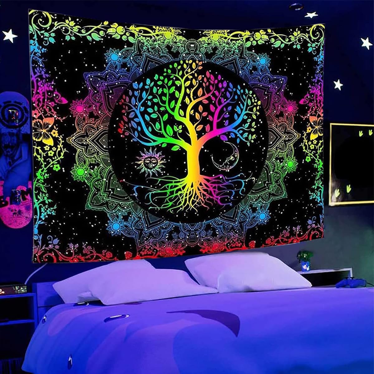 Regenbogen spiritueller Baum | Offizielles GlowTapestry UV-Kunstdekor 