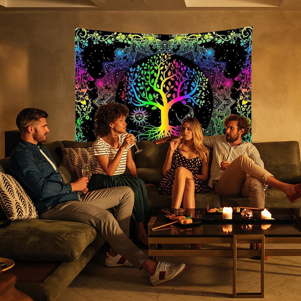 Regenbogen spiritueller Baum | Offizielles GlowTapestry UV-Kunstdekor 