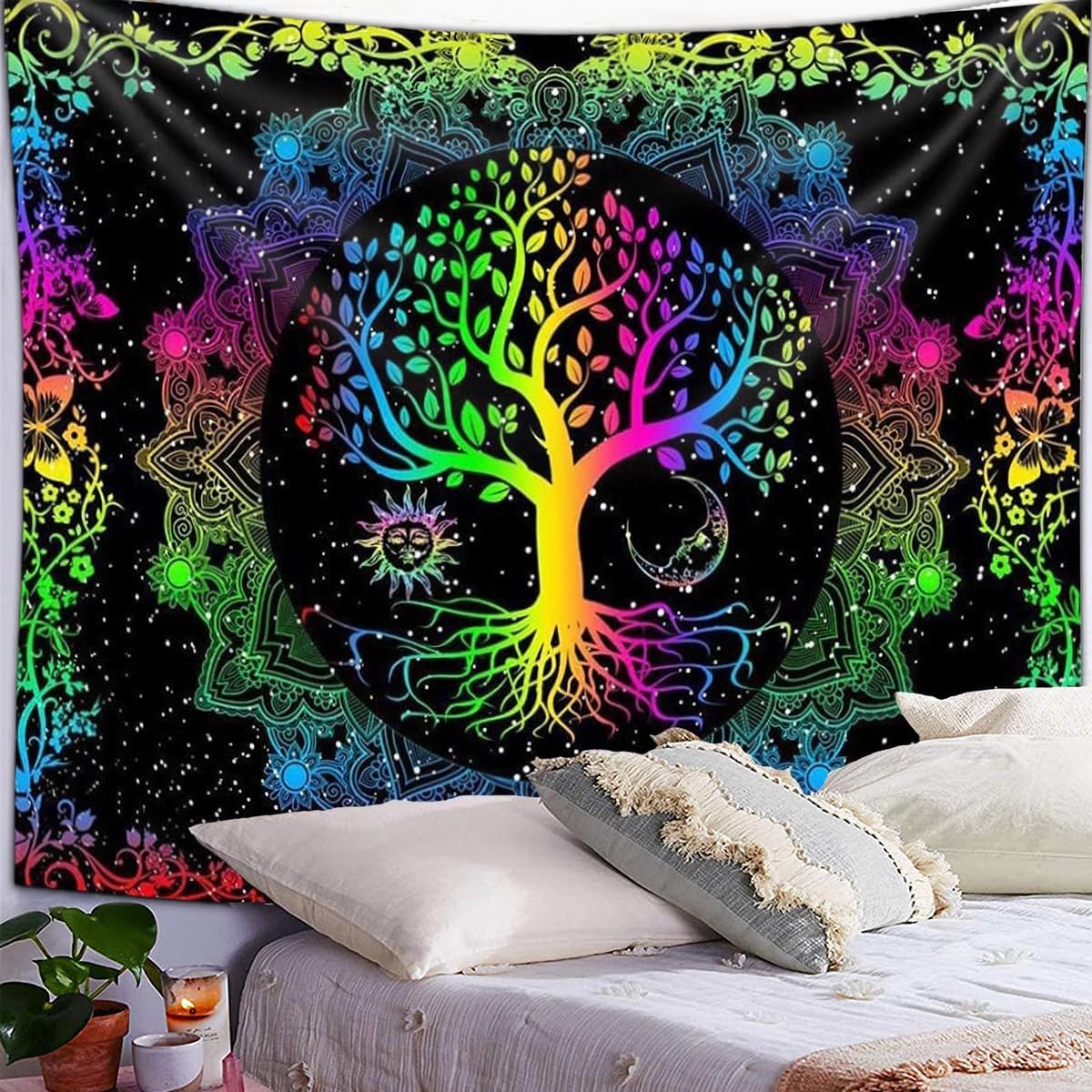 Regenbogen spiritueller Baum | Offizielles GlowTapestry UV-Kunstdekor 