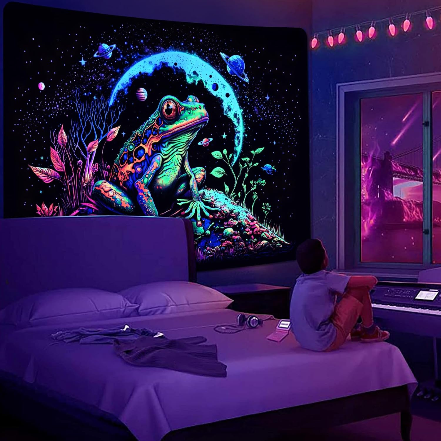 Space Frog | Offizielles GlowTapestry UV-Kunstdekor 