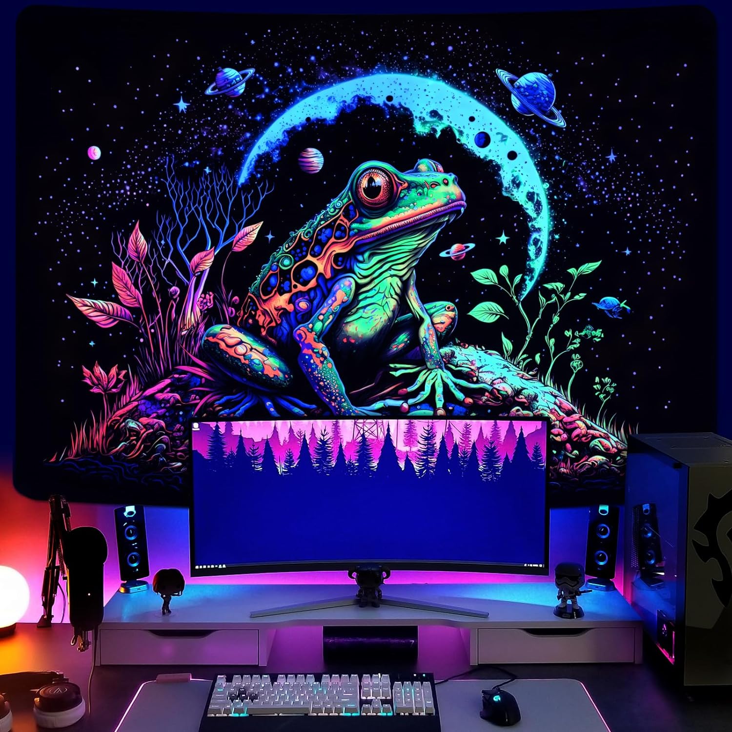 Space Frog | Offizielles GlowTapestry UV-Kunstdekor 