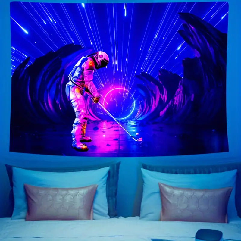 Astronaut Space Golf | Oficiální GlowTapestry UV Art Decor 