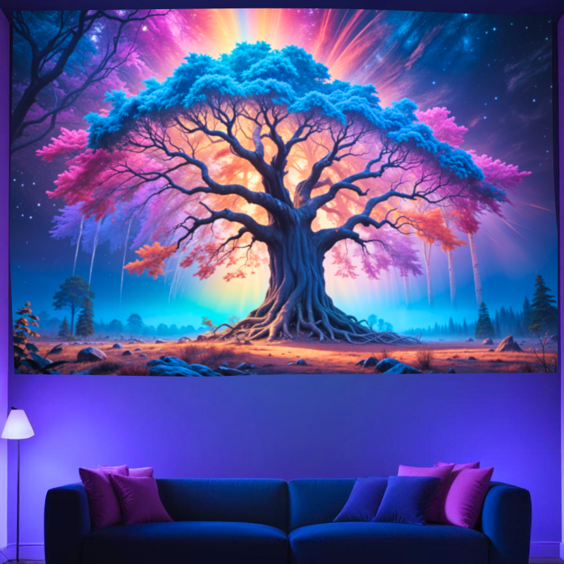 Zářivý strom života | Oficiální GlowTapestry UV Art Decor 