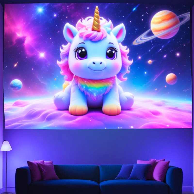 Vesmírný jednorožec Joy | Oficiální GlowTapestry UV Art Decor 