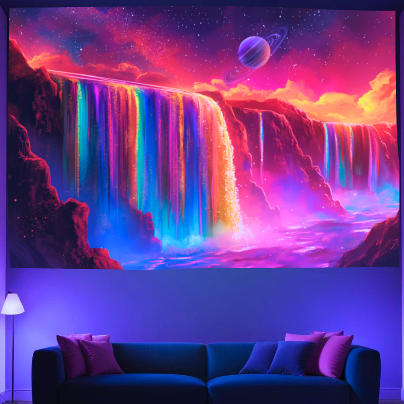 Nebeské Rainbow Falls | Oficiální GlowTapestry UV Art Decor 