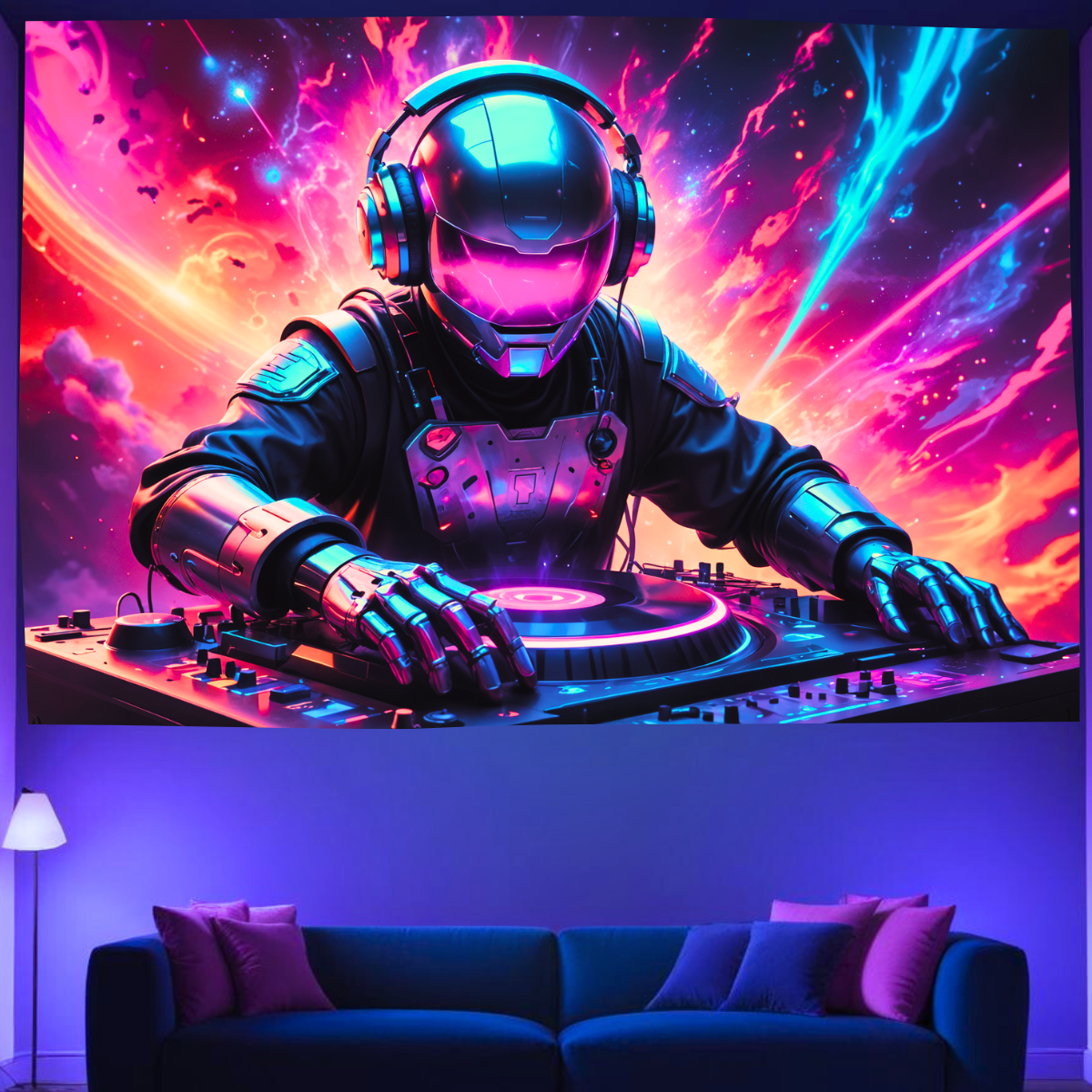 Neon Beat Bot | Oficiální GlowTapestry UV Art Decor 