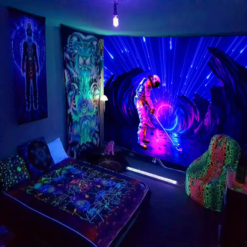 Astronaut Space Golf | Oficiální GlowTapestry UV Art Decor 