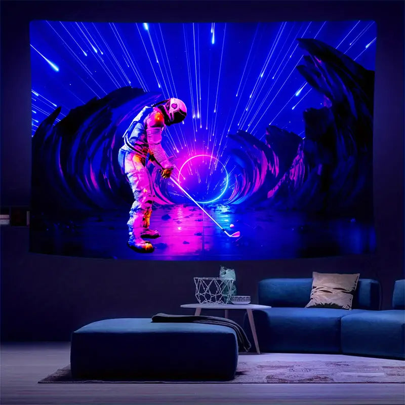 Astronaut Space Golf | Offizielles GlowTapestry UV-Kunstdekor 