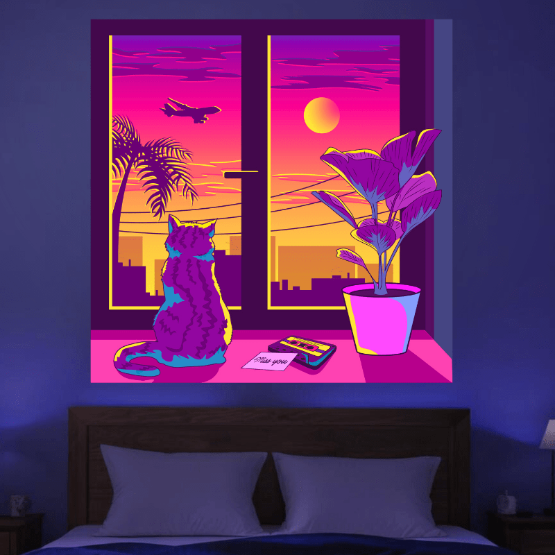 Lofi Cat Sunset - GlowCreations