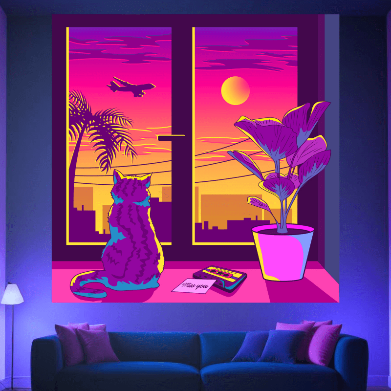 Lofi Cat Sunset - GlowCreations