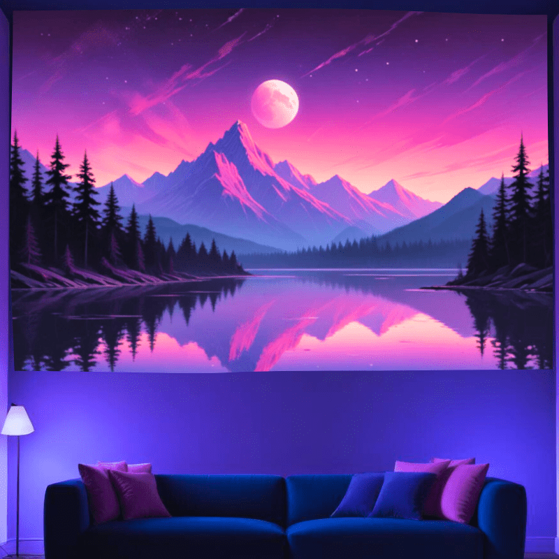 Moonlit Mountain Serenity - GlowCreations