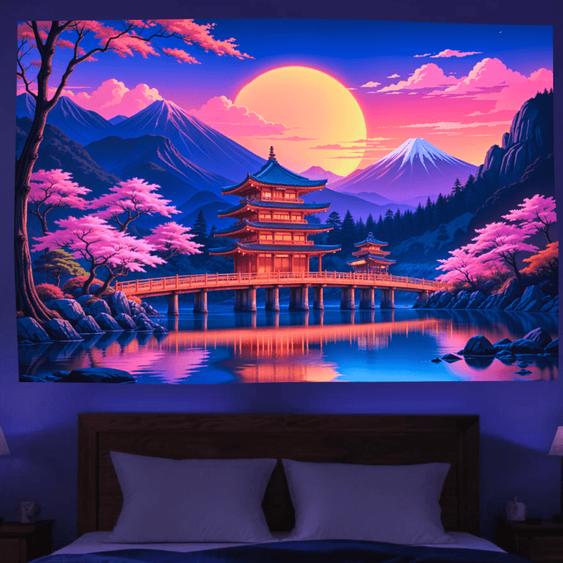 Sakura Sunset Pagoda - GlowCreations