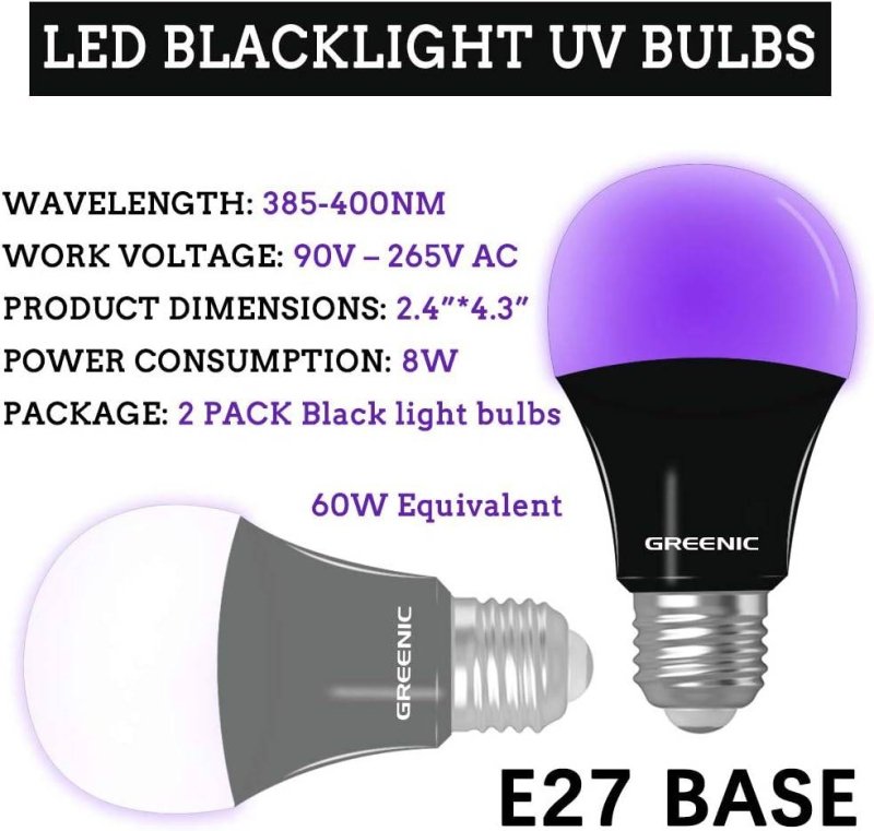 UV LED Light Bulbs (2 Pack) - GlowCreations