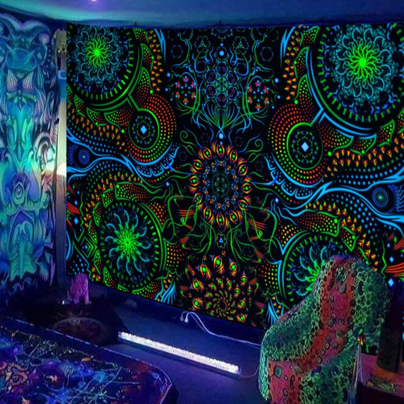 Elektromagnetisches Mandala | Offizielles GlowTapestry UV-Kunstdekor 